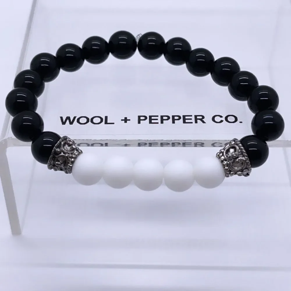 NWT Wool + Pepper Co. Mens Black & White Bracelet